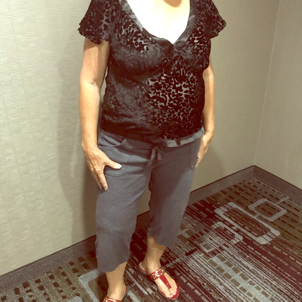 Daisy Fuentes v neck top short sleeves sheer L fairy grunge